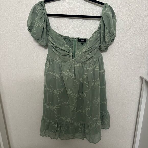 Lulus Cutest Icon Sage Green Embroidered Off-the-Shoulder Mini Dress - Picture 5 of 10